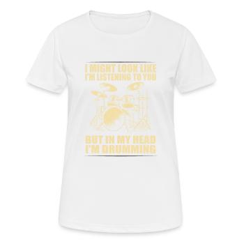 Batteur Drummer Drums Drumsticks Drumming - T-shirt respirant Femme - blanc - Devant - AI Model Female 172 dark (172cm)