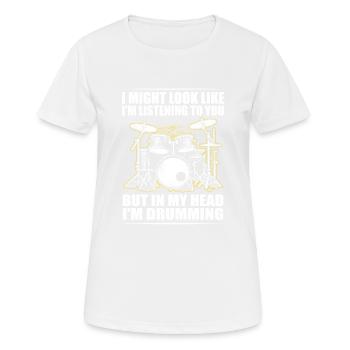 Batteur Drummer Drums Drumsticks Drumming - T-shirt respirant Femme - blanc - Devant - AI Model Female 172 dark (172cm)