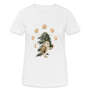 hibou hiboux phase de lune pleine lune - T-shirt respirant Femme - blanc - Devant - AI Model Female 172 dark (172cm)