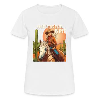 RIDER SPIRIT DE L’OUEST - T-shirt respirant Femme - blanc - Devant - AI Model Female 172 dark (172cm)