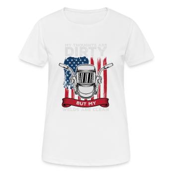 Meine Gedanken sind schmutzig, aber meine Schweißer sind sauber - Frauen T-Shirt atmungsaktiv - Weiß - Vorne - AI Model Female 172 dark (172cm)