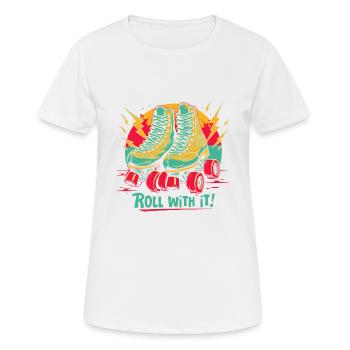 ROLLEN - Frauen T-Shirt atmungsaktiv - Weiß - Vorne - AI Model Female 172 dark (172cm)