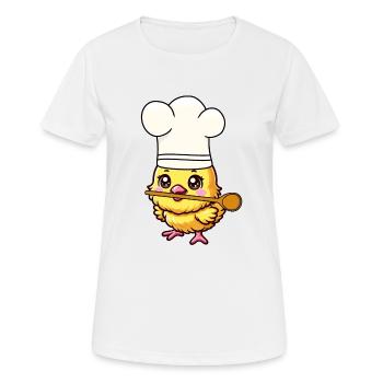 Cuisinier Cuisiniers Cuisinier Cuisinier Poulet poussin - T-shirt respirant Femme - blanc - Devant - AI Model Female 172 dark (172cm)