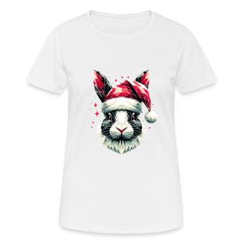 Polygon Kunst Hase trägt Weihnachtsmütze Original - Frauen T-Shirt atmungsaktiv - Weiß - Vorne - AI Model Female 172 dark (172cm)