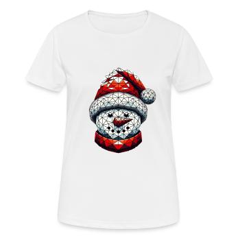 Polygon Kunst Schneemann Weihnachtsmütze Original - Frauen T-Shirt atmungsaktiv - Weiß - Vorne - AI Model Female 172 dark (172cm)