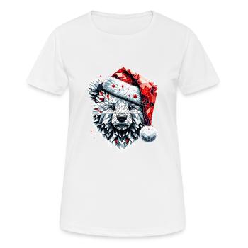 Polygon Kunst Eisbär Weihnachtsmütze Original - Frauen T-Shirt atmungsaktiv - Weiß - Vorne - AI Model Female 172 dark (172cm)
