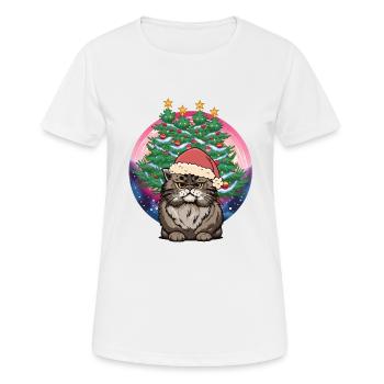 Chat de Noël Père Noël Père Noël Père Noël - T-shirt respirant Femme - blanc - Devant - AI Model Female 172 dark (172cm)