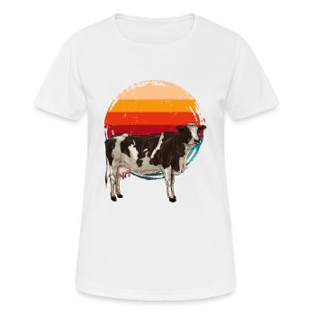 Cow Love – La vie à la campagne dans un style rétro - T-shirt respirant Femme - blanc - Devant - AI Model Female 172 dark (172cm)