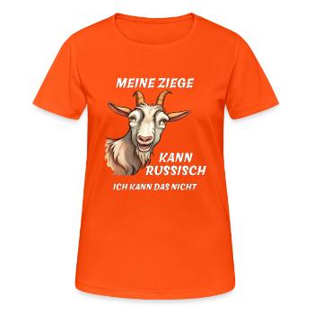 MEINE ZIEGE KANN RUSSISCH - Frauen T-Shirt atmungsaktiv - Neonorange - Vorne - AI Model Female 172 dark (172cm)