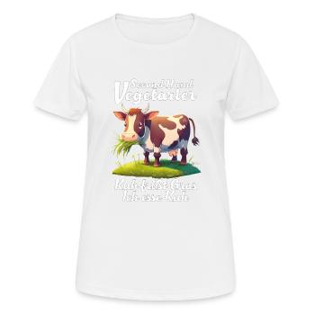 VEGETARIER KUH FRIßT GRAS - Frauen T-Shirt atmungsaktiv - Weiß - Vorne - AI Model Female 172 dark (172cm)