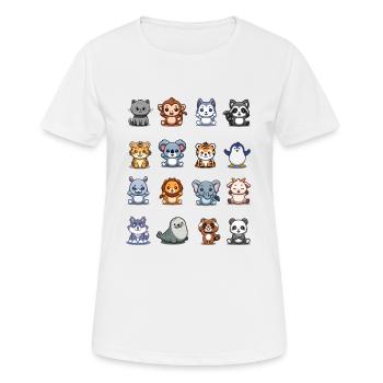Süße Chibi Tiere.Kätzchen und Freunde - Frauen T-Shirt atmungsaktiv - Weiß - Vorne - AI Model Female 172 dark (172cm)