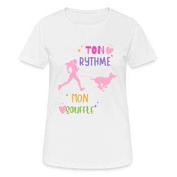 Canicross femme complicité chien sports canins - T-shirt respirant Femme - blanc - Devant - AI Model Female 172 dark (172cm)