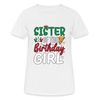 Sœur de la fille d’anniversaire - T-shirt respirant Femme - blanc - Devant - AI Model Female 172 dark (172cm)