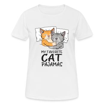 Schlafanzug Katze Katzen Schlafshirt - Frauen T-Shirt atmungsaktiv - Weiß - Vorne - AI Model Female 172 dark (172cm)