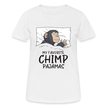 Schlafanzug Schimpanse Affe Schlafshirt - Frauen T-Shirt atmungsaktiv - Weiß - Vorne - AI Model Female 172 dark (172cm)