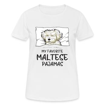 Schlafanzug Malteser Hund Schlafshirt - Frauen T-Shirt atmungsaktiv - Weiß - Vorne - AI Model Female 172 dark (172cm)