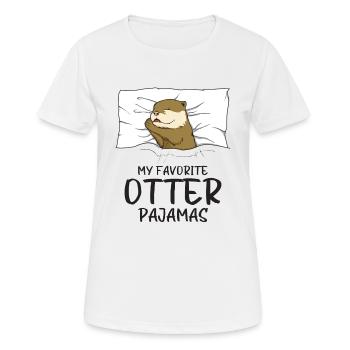 Schlafanzug Otter Schlafshirt - Frauen T-Shirt atmungsaktiv - Weiß - Vorne - AI Model Female 172 dark (172cm)