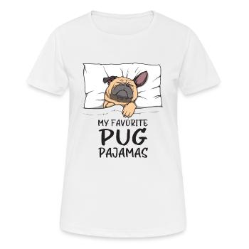 Schlafanzug Mops Hund Schlafshirt - Frauen T-Shirt atmungsaktiv - Weiß - Vorne - AI Model Female 172 dark (172cm)