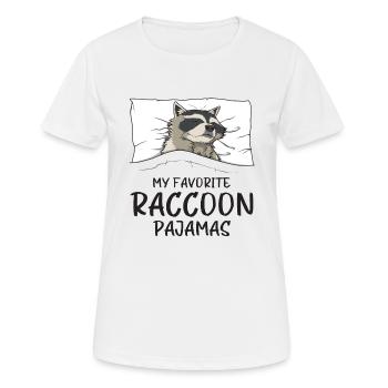 Schlafanzug Waschbär Schlafshirt - Frauen T-Shirt atmungsaktiv - Weiß - Vorne - AI Model Female 172 dark (172cm)