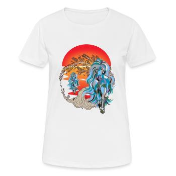 Mystique Chevaux Sauvages Cheval Nature Cavalier - T-shirt respirant Femme - blanc - Devant - AI Model Female 172 dark (172cm)