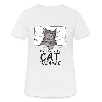 Katze Schlafanzug Schlafshirt - Frauen T-Shirt atmungsaktiv - Weiß - Vorne - AI Model Female 172 dark (172cm)
