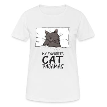 Katze Schlafanzug Schlafshirt - Frauen T-Shirt atmungsaktiv - Weiß - Vorne - AI Model Female 172 dark (172cm)