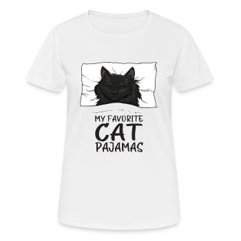 Katze Schlafanzug Schlafshirt - Frauen T-Shirt atmungsaktiv - Weiß - Vorne - AI Model Female 172 dark (172cm)