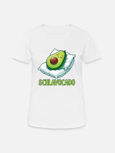 Schlavocado Schlafanzug Avocado Schlafshirt - Frauen T-Shirt atmungsaktiv - Weiß