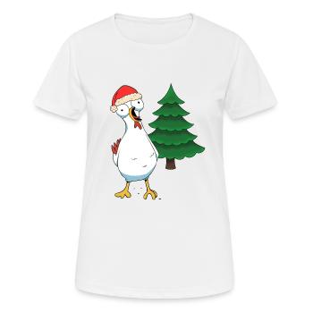 Santa Huhn Hühner Weihnachtsmann Hühnerstall - Frauen T-Shirt atmungsaktiv - Weiß - Vorne - AI Model Female 172 dark (172cm)