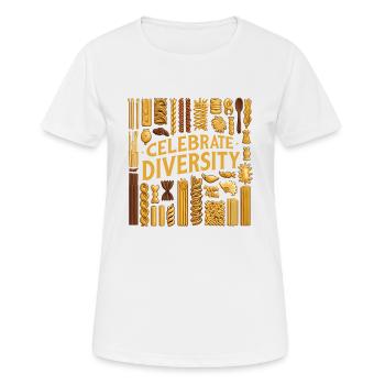 Feiern Sie die Vielfalt - Frauen T-Shirt atmungsaktiv - Weiß - Vorne - AI Model Female 172 dark (172cm)
