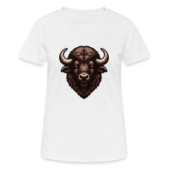 Amerikanischer Bison Büffel Tierwelt Cowboy - Frauen T-Shirt atmungsaktiv - Weiß - Vorne - AI Model Female 172 dark (172cm)