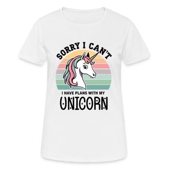 Sorry, I have plans with my unicorn - Women's Breathable T-Shirt - white - Front - AI Model Female 172 dark (172cm)