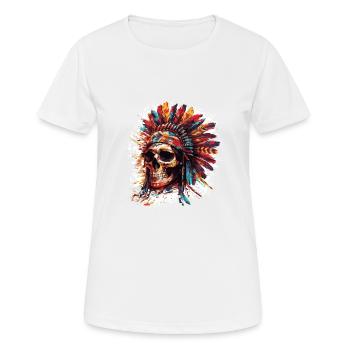 Crâne de chef indien - T-shirt respirant Femme - blanc - Devant - AI Model Female 172 dark (172cm)
