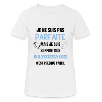 Supportrice Bayonnaise Parfaite Rugby - T-shirt respirant Femme - blanc - Devant - AI Model Female 172 dark (172cm)