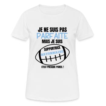 Supportrice Bayonnaise Parfaite Rugby - T-shirt respirant Femme - blanc - Devant - AI Model Female 172 dark (172cm)
