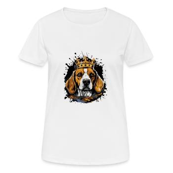 Couronne d’animal de chien Beagle - T-shirt respirant Femme - blanc - Devant - AI Model Female 172 dark (172cm)