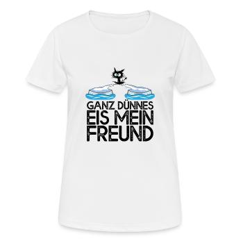 Ganz dünnes Eis mein Freund Katze Eisscholle - Frauen T-Shirt atmungsaktiv - Weiß - Vorne - AI Model Female 172 dark (172cm)
