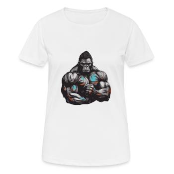 Muscles de musculation Gorilla - T-shirt respirant Femme - blanc - Devant - AI Model Female 172 dark (172cm)