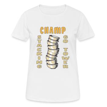 EMPILAGE DE GOBELETS CHAMP GO TOWER - T-shirt respirant Femme - blanc - Devant - AI Model Female 172 dark (172cm)