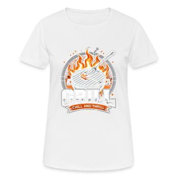 Grill Chill und Thrill - Frauen T-Shirt atmungsaktiv - Weiß - Vorne - AI Model Female 172 dark (172cm)