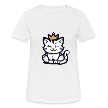 Chat Cartoon Couronne - T-shirt respirant Femme - blanc - Devant - AI Model Female 172 dark (172cm)