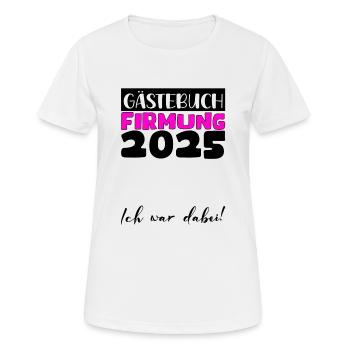 Confirmation 2025 livre d'or cadeau filles garçons - T-shirt respirant Femme - blanc - Devant - AI Model Female 172 dark (172cm)