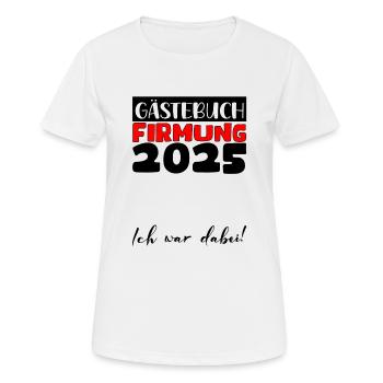 Confirmation 2025 livre d'or cadeau filles garçons - T-shirt respirant Femme - blanc - Devant - AI Model Female 172 dark (172cm)