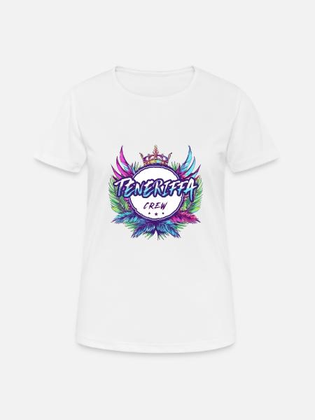 Teneriffa Crew Bunt - Frauen T-Shirt atmungsaktiv - Weiß