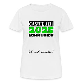 Communion 2025 Guest Book Gift Girls Boys - Women's Breathable T-Shirt - white - Front - AI Model Female 172 dark (172cm)