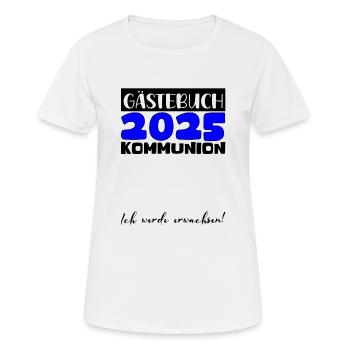 Communion 2025 Guest Book Gift Girls Boys - Women's Breathable T-Shirt - white - Front - AI Model Female 172 dark (172cm)