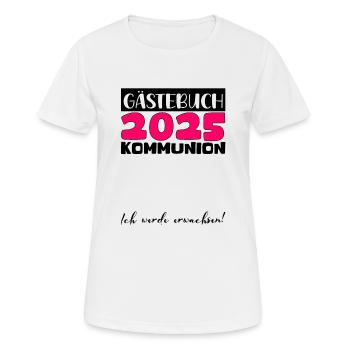 Communion 2025 Guest Book Gift Girls Boys - Women's Breathable T-Shirt - white - Front - AI Model Female 172 dark (172cm)