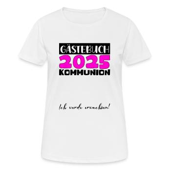 Communion 2025 Guest Book Gift Girls Boys - Women's Breathable T-Shirt - white - Front - AI Model Female 172 dark (172cm)