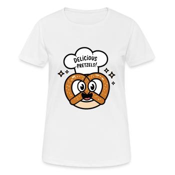 LECKERE PREZELS - Frauen T-Shirt atmungsaktiv - Weiß - Vorne - AI Model Female 172 dark (172cm)