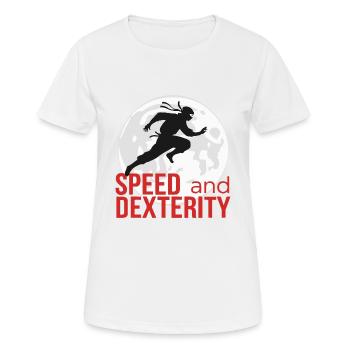 NINJA, VITESSE ET DEXTÉRITÉ - T-shirt respirant Femme - blanc - Devant - AI Model Female 172 dark (172cm)